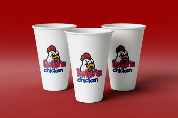 branded cups design chicken